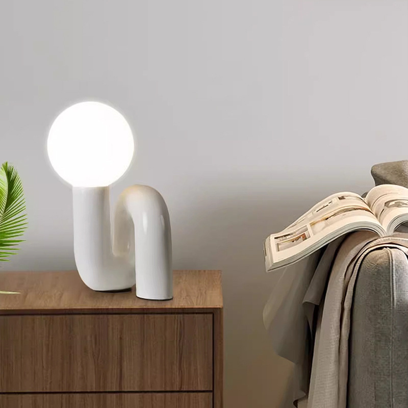 Resin Art Uk - Lampu Meja Bulat Kaca LED Nordik