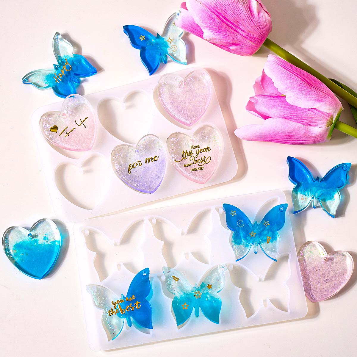 Resin Art Mould - Cetakan Silikon Anting Enam Lubang dengan