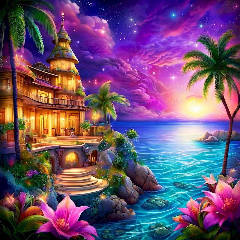 Resin Art Wallpaper - GATYZTORY Kit Lukisan Berlian Tepi Laut