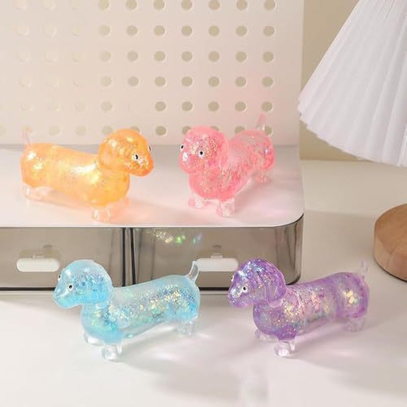 Resin Art And Deco - Boneka Dachshund Berkilauan, Alat Pereda Stres