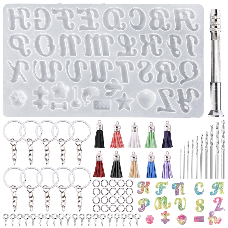 Resin Art Kit For Beginners - Alfabet Gantungan Kunci Cetakan Alfabet Resin