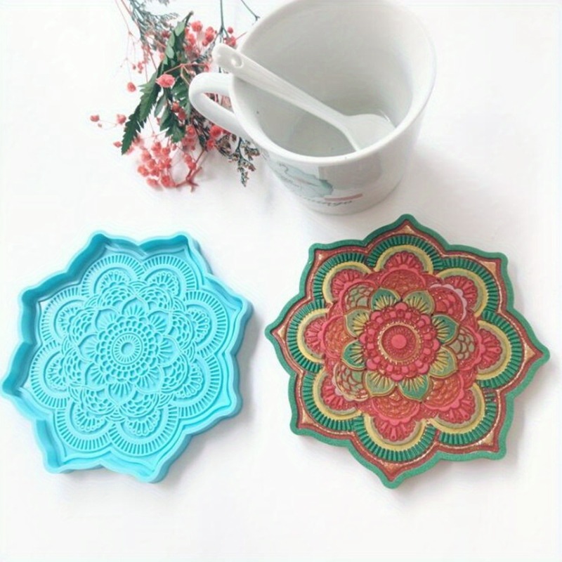 Resin Art Mould - Mandala Coaster cetakan silikon baki bulat