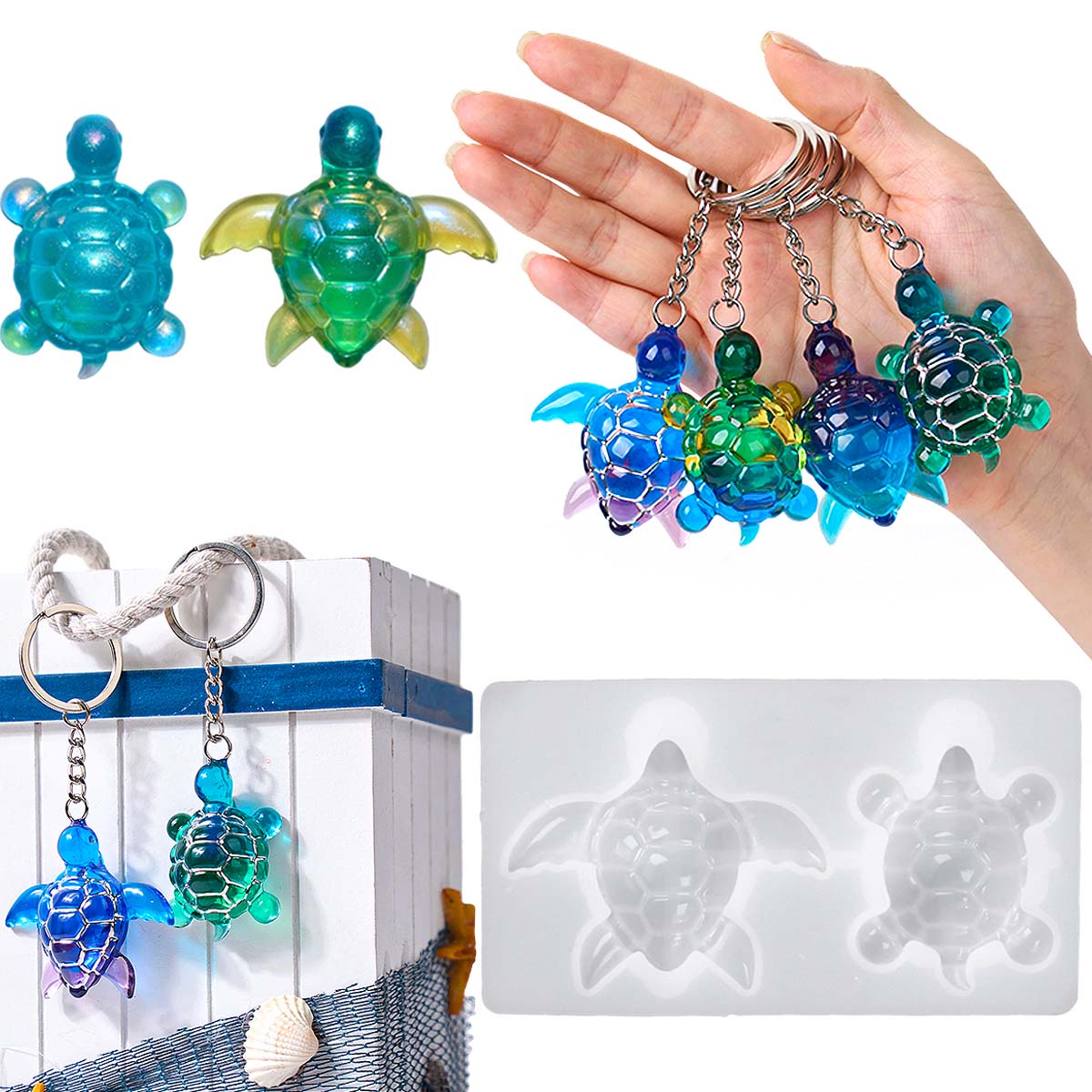 Resin Art Mould - Cetakan Silikon Gantungan Kunci Penyu 3D