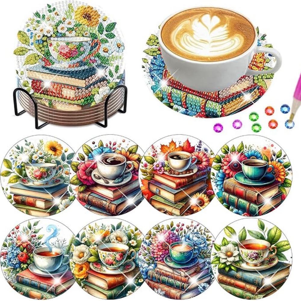 8PCS/DIY Lukisan Berlian untuk - Resin Art Coasters ulasan dan harga