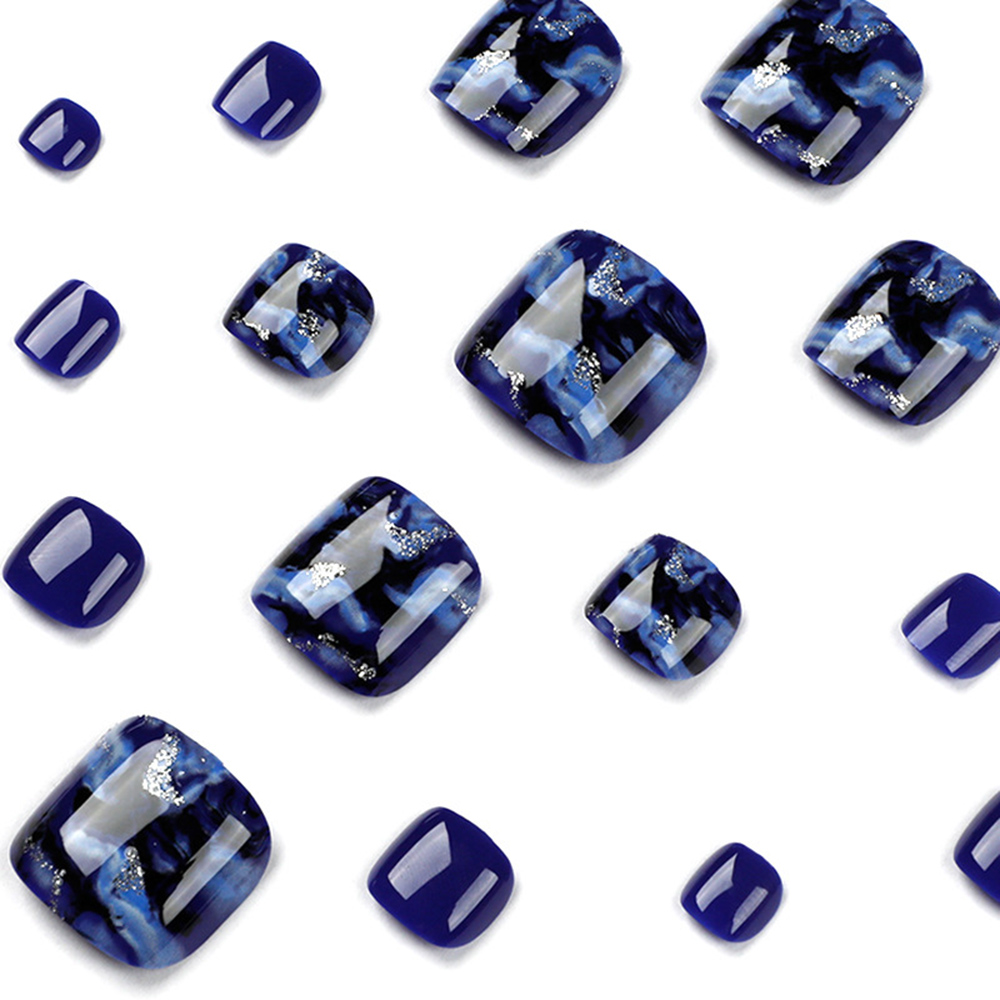 24 Buah Kuku Kaki Palsu Biru M - Resin Art And Deco ulasan dan harga