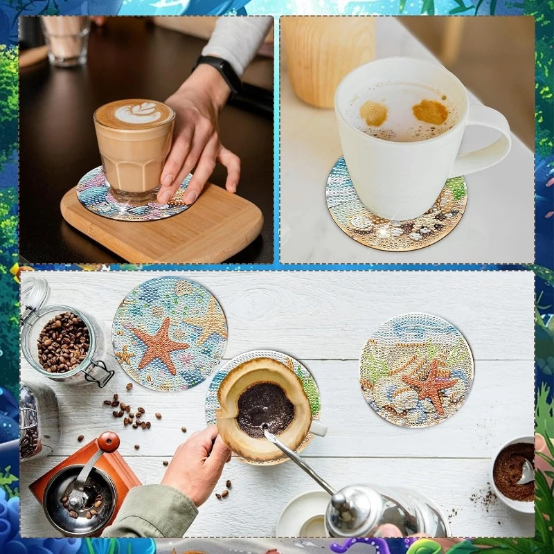 8 Buah Coasters Lukisan Berlia - Resin Art Coasters ulasan dan harga